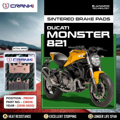 CRANK1 Brake Pads Front Ducati Monster 821 2018-2020-CB036-2 Sets Front