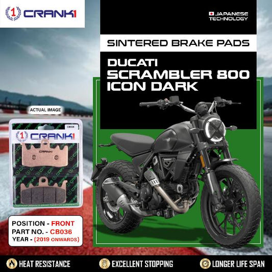 CRANK1 Brake Pads Front Ducati Scrambler 800 Icon Dark 2019 Onwards-CB036-2 Sets