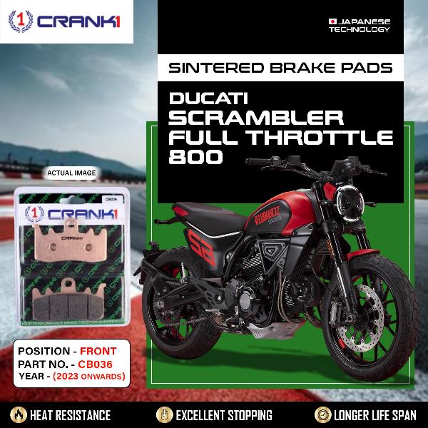 CRANK1 Brake Pads Front Ducati Scrambler Full Throttle 800 2023 Onwards-CB036-2 Sets