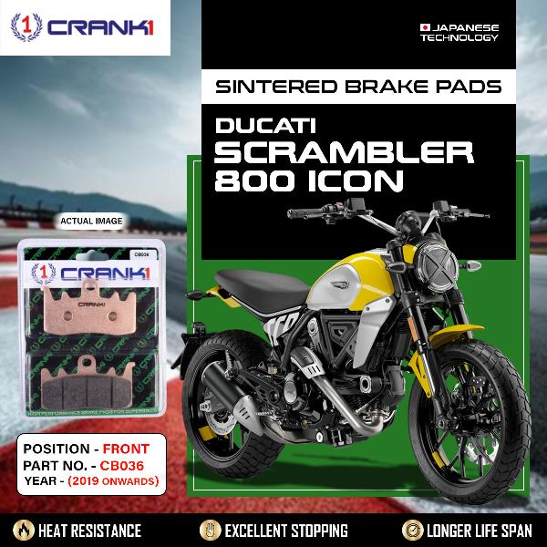CRANK1 Brake Pads Front Ducati Scrambler Icon 800 2023 Onwards-CB036-2 Sets