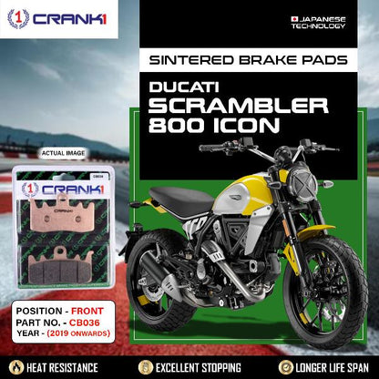 CRANK1 Brake Pads Front Ducati Scrambler Icon 800 2023 Onwards-CB036-2 Sets