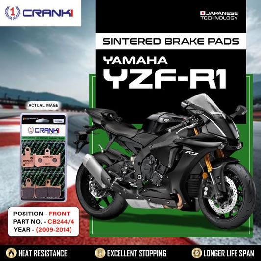 CRANK1 Brake Pads Front For Yamaha YZF R1 ((2009 -2014) - Fully Sintered - CB2444