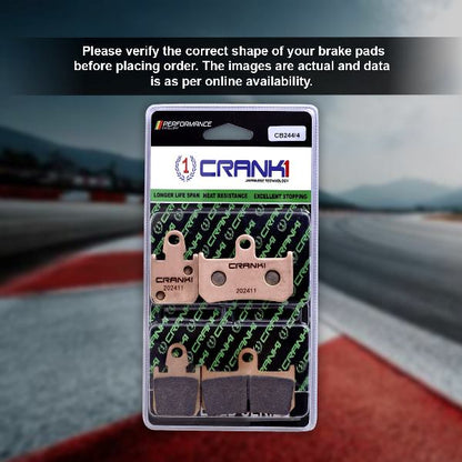 CRANK1 Brake Pads Front For Yamaha Vmax (1993-2003)- Fully Sintered - CB244/4-2 Set