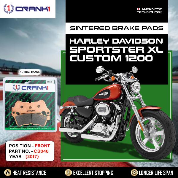 CRANK1 Brake Pads Front HD Sportster XL Custom 1200-2017- CB046