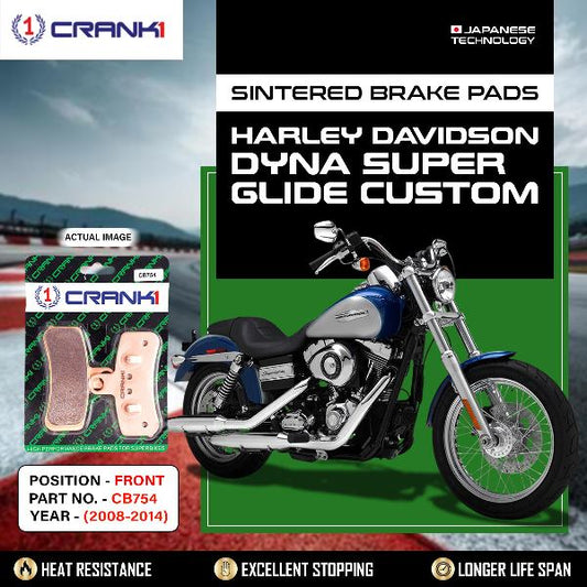 CRANK1 Brake Pads Front Harley Davidson Dyna Super Glide Customs (2008-2014) -CB754