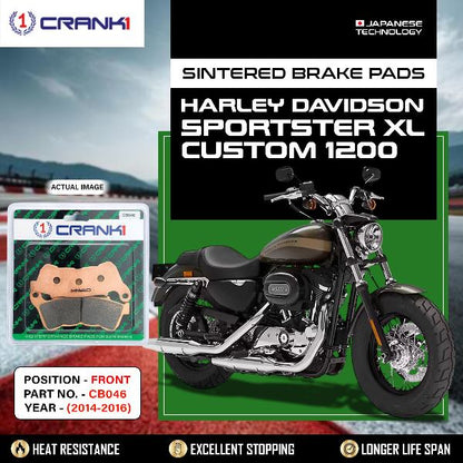 CRANK1 Brake Pads Front Harley Davidson Sportster XL Custom 1200 (2014-2016) - CB046