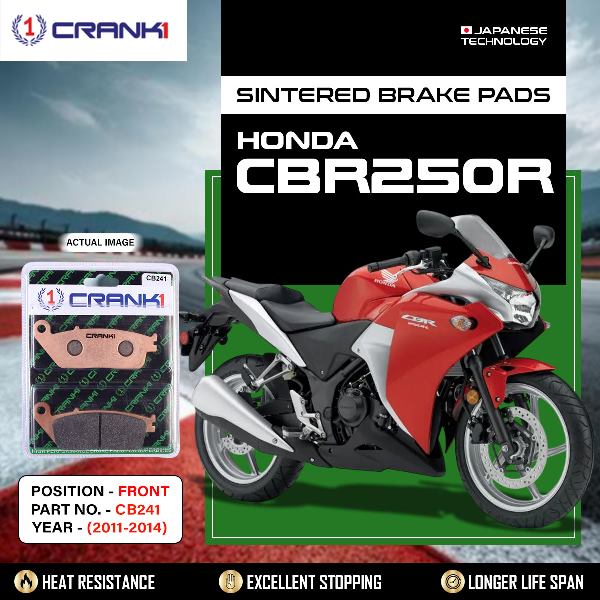 CRANK1 Brake Pads Front Honda CBR 250R - 2011 to 2014-CB241