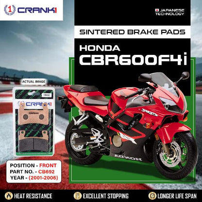 CRANK1 Brake Pads Front Honda CBR 600 F4i- 2001 to 2006- CB692