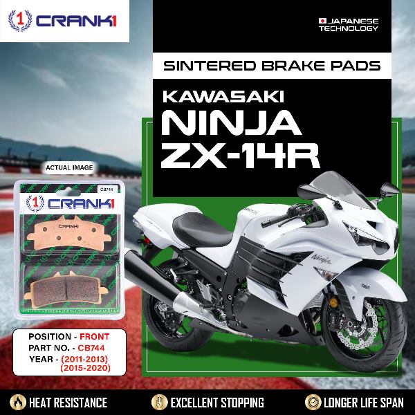 CRANK1 Brake Pads Front Kawasaki Ninja ZX-14R -(2011-2013)-(2015-2020)-CB744-2 Set