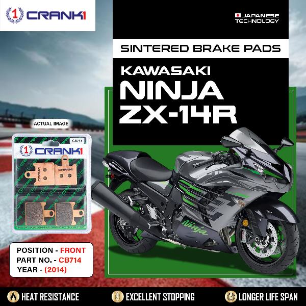 CRANK1 Brake Pads Front Kawasaki Ninja ZX 14R– (2014)-CB714-2set