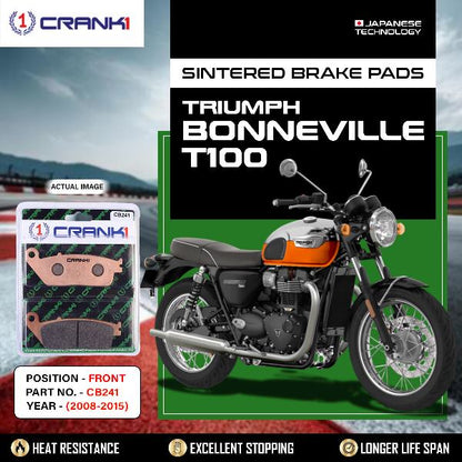 CRANK1 Brake Pads Front Triumph Bonneville T100 (2008-2015)-CB241-2 sets