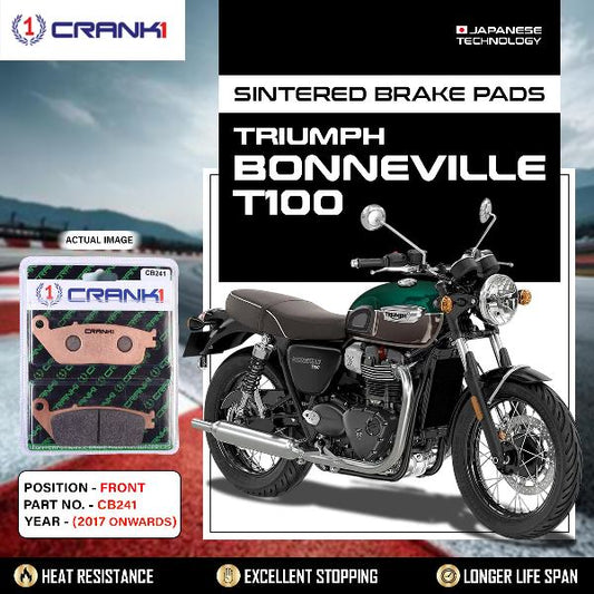 CRANK1 Brake Pads Front Triumph Bonneville T100 (2017 Onwards)-CB241