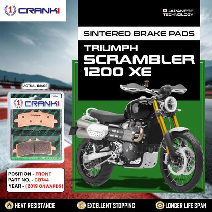CRANK1 Brake Pads Front Triumph Scrambler 1200 XE 2019 Onwards -CB744-2 Set