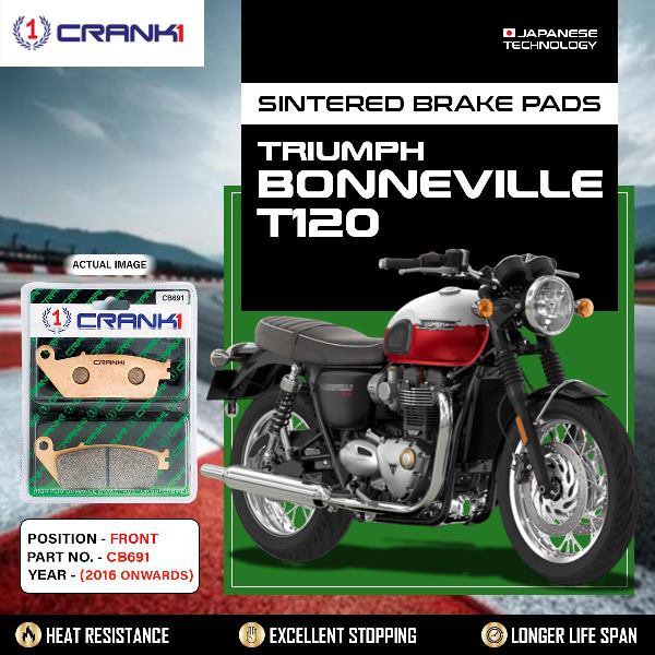 CRANK1 Brake Pads Front Triumph T120 2016 Onwards-CB691