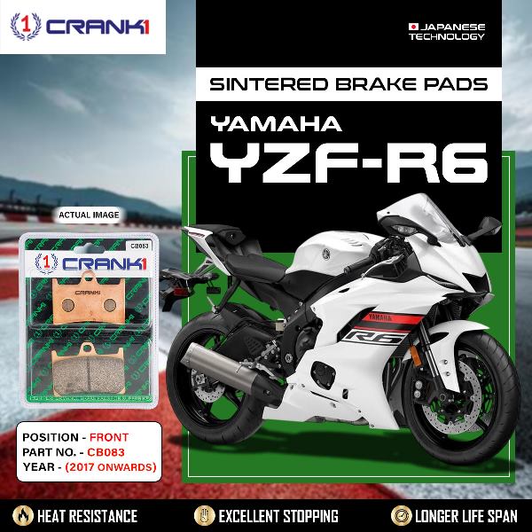 CRANK1 Brake Pads Front Yamaha R6 – 2017 Onwards-CB0832 Sets
