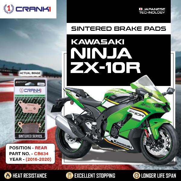 CRANK1 Brake Pads Rear-Kawasaki Ninja ZX-10R 2016-2020-CB634
