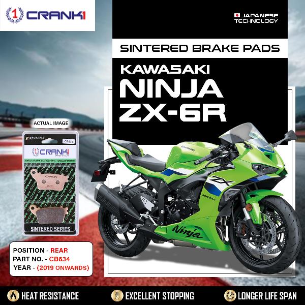 CRANK1 Brake Pads Rear-Kawasaki Ninja ZX-6R 2019 Onwards-CB634