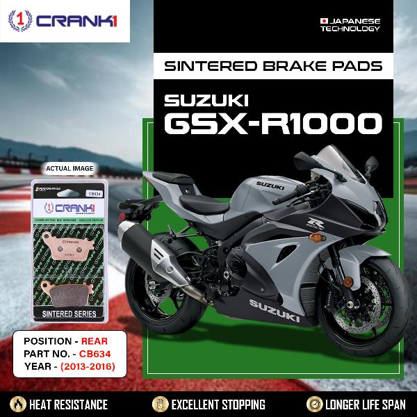 CRANK1 Brake Pads Rear-Suzuki GSX-R 1000 2013-2016-CB634