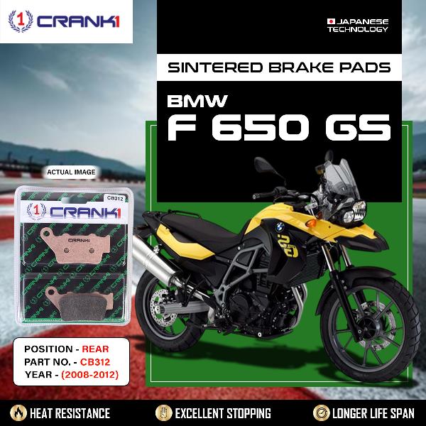 CRANK1 Brake Pads Rear BMW F650 GS 2008-2012-CB312