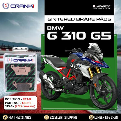CRANK1 Brake Pads Rear BMW G 310 GS (2021 Onwards)-CB312