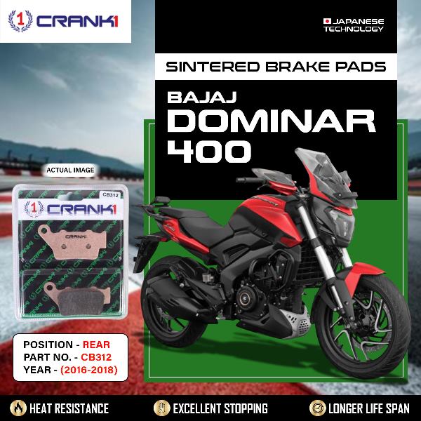 CRANK1 Brake Pads Rear Bajaj Dominar 400 2016 -2018-CB312