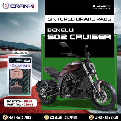 CRANK1 Brake Pads Rear Benelli 502 C Cruiser-CB662