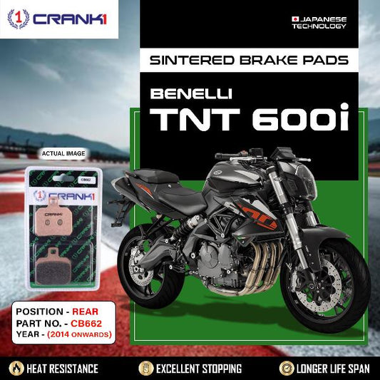 CRANK1 Brake Pads Rear Benelli TNT 600i 2014 Onwards-CB662