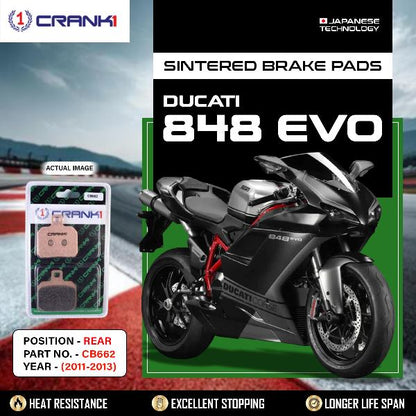 CRANK1 Brake Pads Rear Ducati Evo 848 2011-2013-CB662