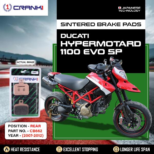 CRANK1 Brake Pads Rear Ducati Hypermotard 1100 EVO  SP 2007-2012-CB662