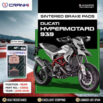 CRANK1 Brake Pads Rear Ducati Hypermotard 939 2016-2018-CB662