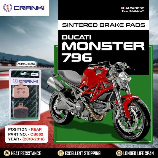 CRANK1 Brake Pads Rear Ducati Monster 796 2010-2016-CB662