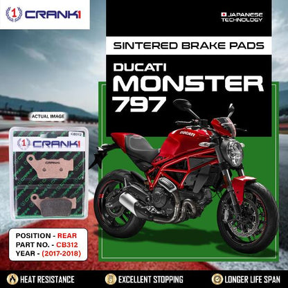CRANK1 Brake Pads Rear Ducati Monster 797 2017-2018-CB312