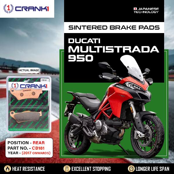 CRANK1 Brake Pads Rear Ducati Multistrada 950 2017 Onwards-CB181