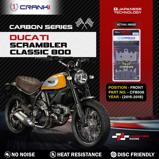 CRANK1 Carbon Brake Pads For Ducati Scrambler Classic 800 ( 2015-2018 )- Front - CFB036 - 2 Sets