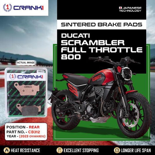 CRANK1 Brake Pads Rear Ducati Scrambler Full Throttle 800 2023-Onwards-CB312