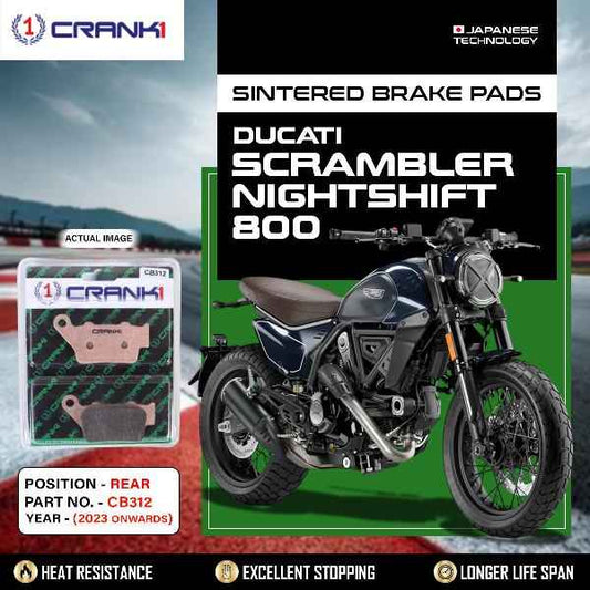 CRANK1 Brake Pads Rear Ducati Scrambler Nightshift 800-(2023 Onwards)-CB312