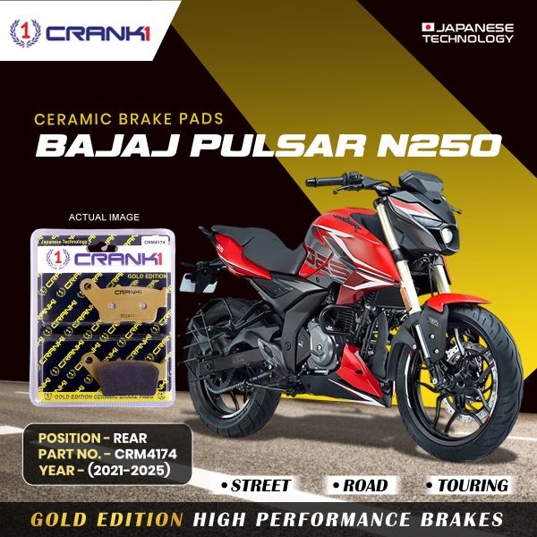 CRANK1 Brake Pads Rear For Bajaj Pulsar N 250 (2021-2025)- Ceramic - CRM4174