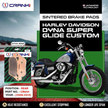 CRANK1 Brake Pads Rear Harley Davidson Dyna Super Glide Customs (2008-2014)- CB854