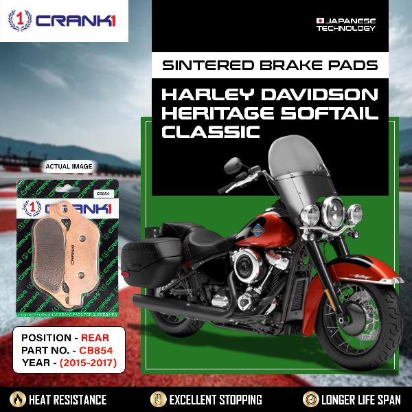 CRANK1 Brake Pads Rear Harley Davidson Heritage Softail Classic (2015-2017) - CB854