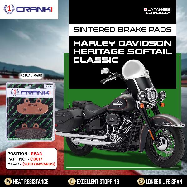 CRANK1 Brake Pads Rear Harley Davidson Heritage Softail Classic (2018 Onwards)-CB017
