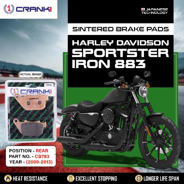 CRANK1 Brake Pads Rear Harley Davidson Iron 883-2009 to 2013-CB783
