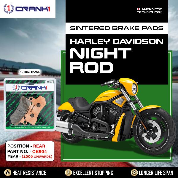 CRANK1 Brake Pads Rear Harley Davidson Night Rod  2006 Onwards-CB904