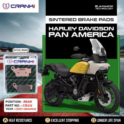 CRANK1 Brake Pads Rear Harley Davidson Pan America 2021 Onwards-CB312