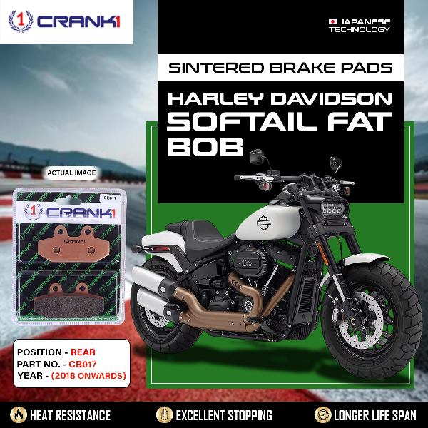 CRANK1 Brake Pads Rear Harley Davidson Softail Fat Bob (2018 Onwards)-CB017