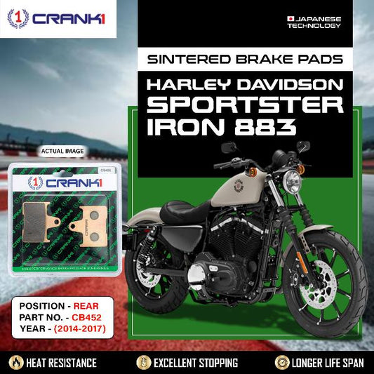 CRANK1 Brake Pads Rear Harley Davidson Sportster Iron 883 (2014-2017) – CB452