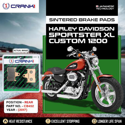 CRANK1 Brake Pads Rear Harley Davidson Sportster XL Custom 1200 (2017)- CB452