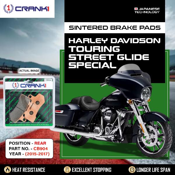 CRANK1 Brake Pads Rear Harley Davidson Touring Street Glide Special (2015-2017)-CB904