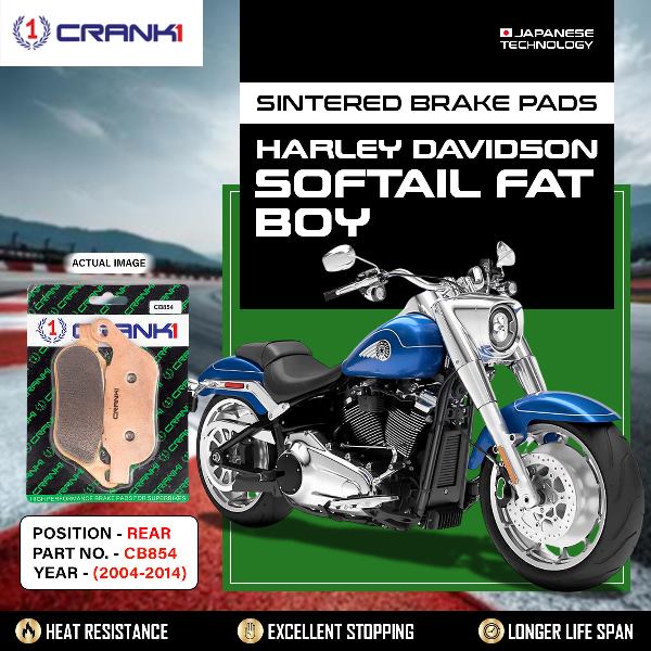 CRANK1 Brake Pads Rear Harley Davidson softail Fat Boy 2004 TO 2014- CB854