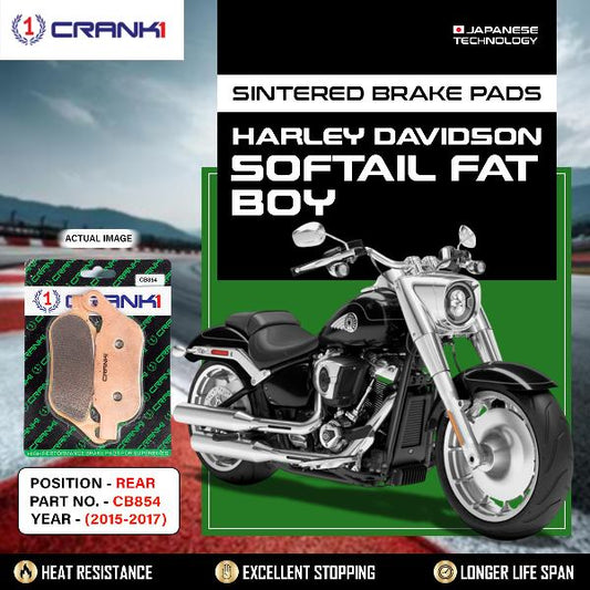 CRANK1 Brake Pads Rear Harley Davidson softail Fat Boy (2015-2017) - CB854