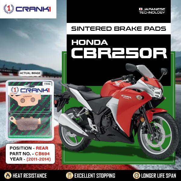 CRANK1 Brake Pads Rear Honda CBR 250R – 2011 TO 2014-CB694